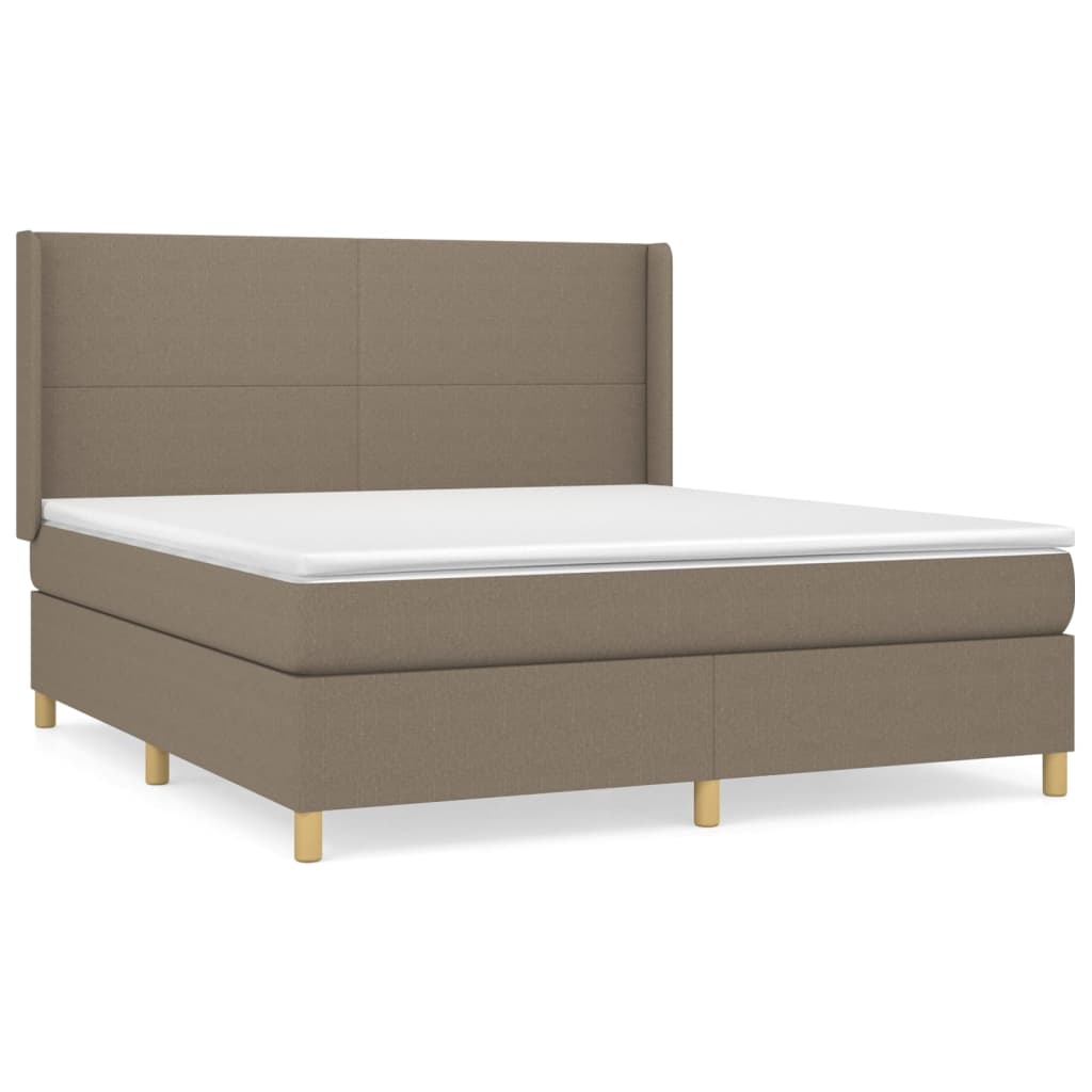 Sommier à lattes de lit avec matelas Taupe 160x200 cm Tissu Lits & cadres de lit vidaXL