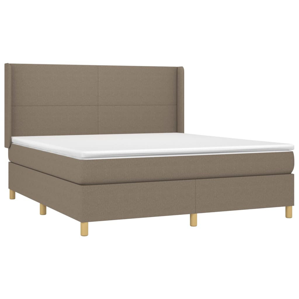 Sommier à lattes de lit avec matelas Taupe 160x200 cm Tissu Lits & cadres de lit vidaXL