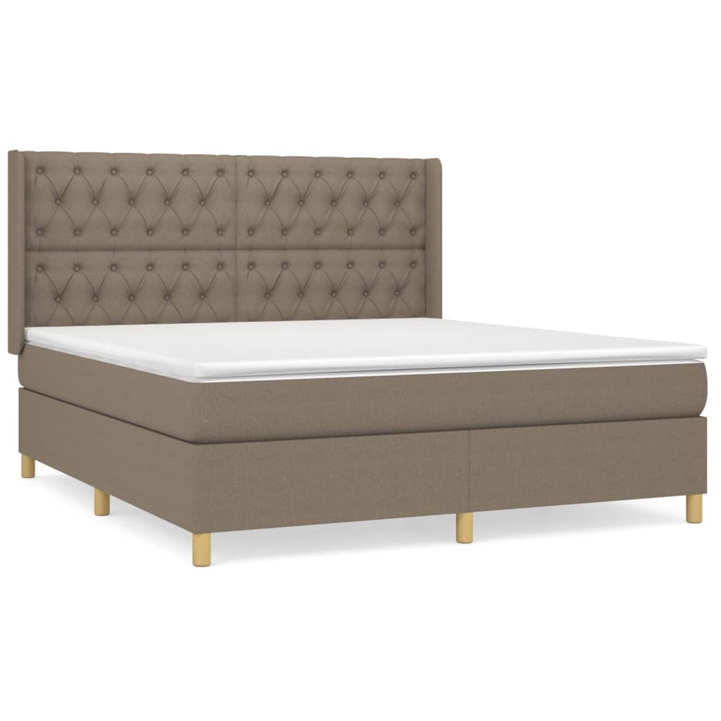 Sommier à lattes de lit avec matelas Taupe 160x200 cm Tissu Lits & cadres de lit vidaXL