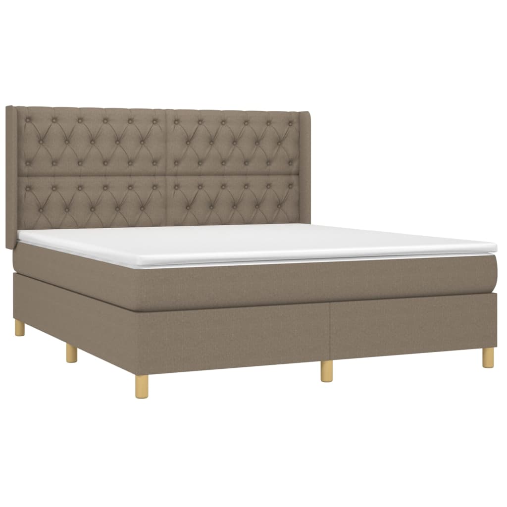 Sommier à lattes de lit avec matelas Taupe 160x200 cm Tissu Lits & cadres de lit vidaXL