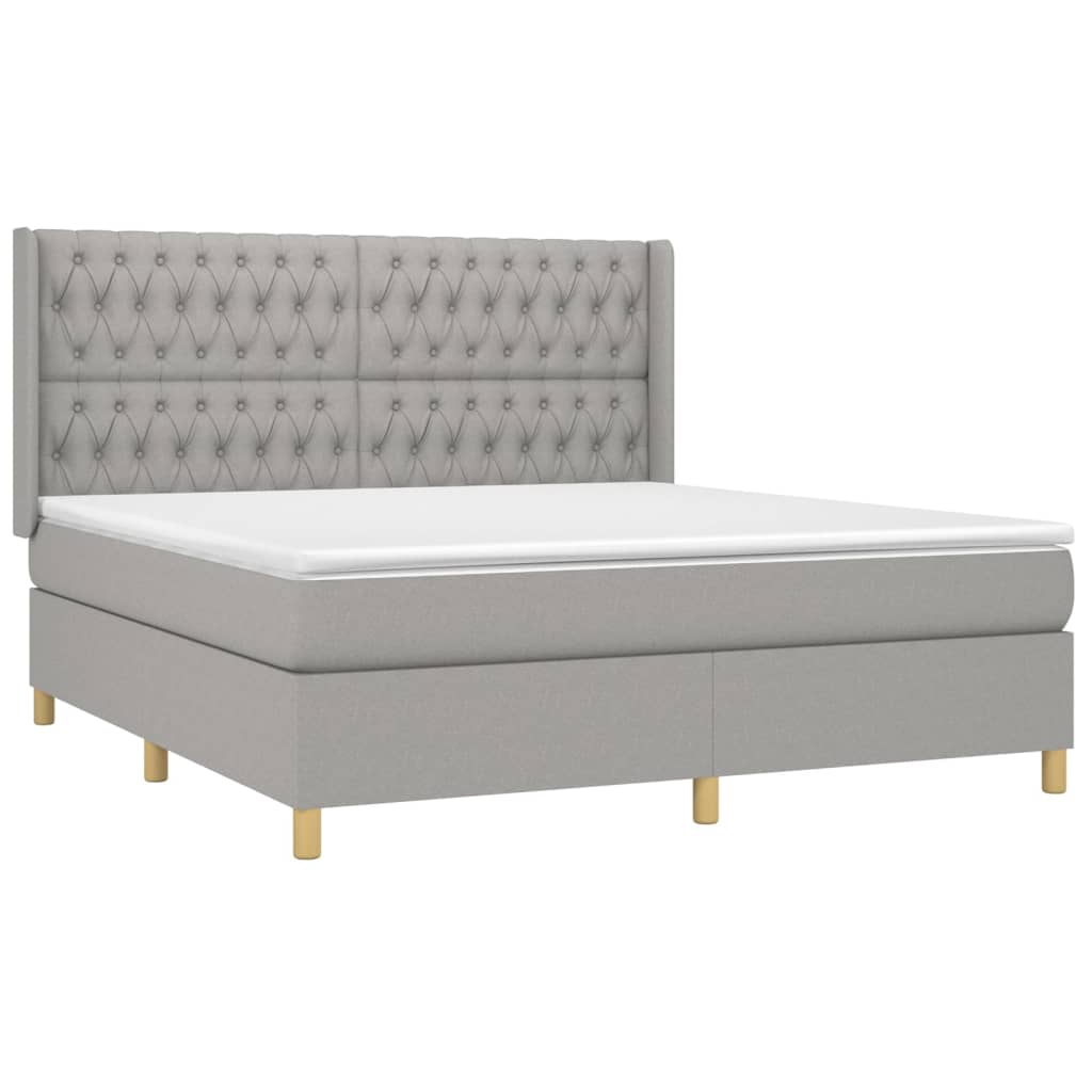 Sommier à lattes de lit avec matelas Gris clair 180x200cm Tissu Lits & cadres de lit vidaXL