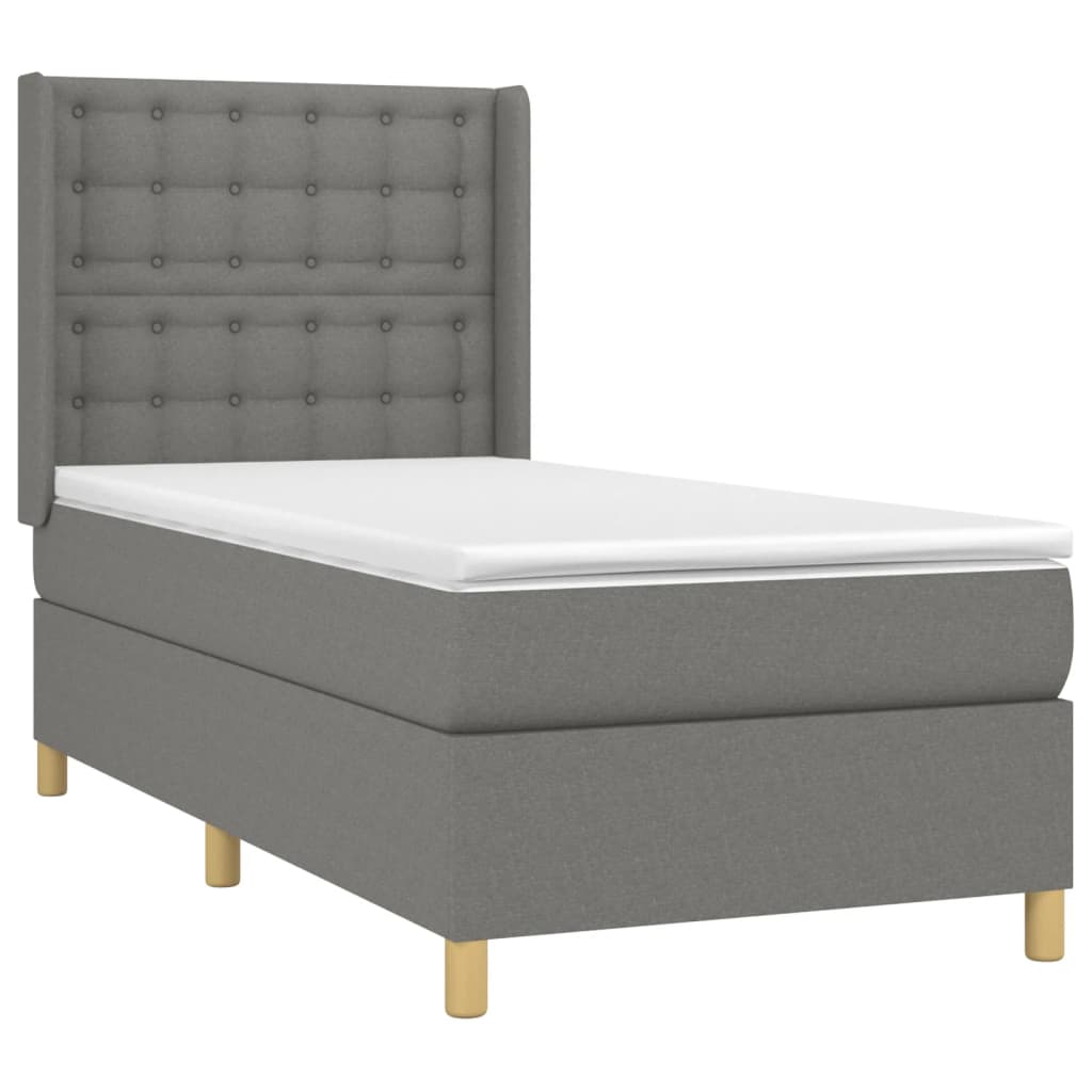 Sommier à lattes de lit et matelas Gris foncé 90x190 cm Tissu - Xios Store SNC