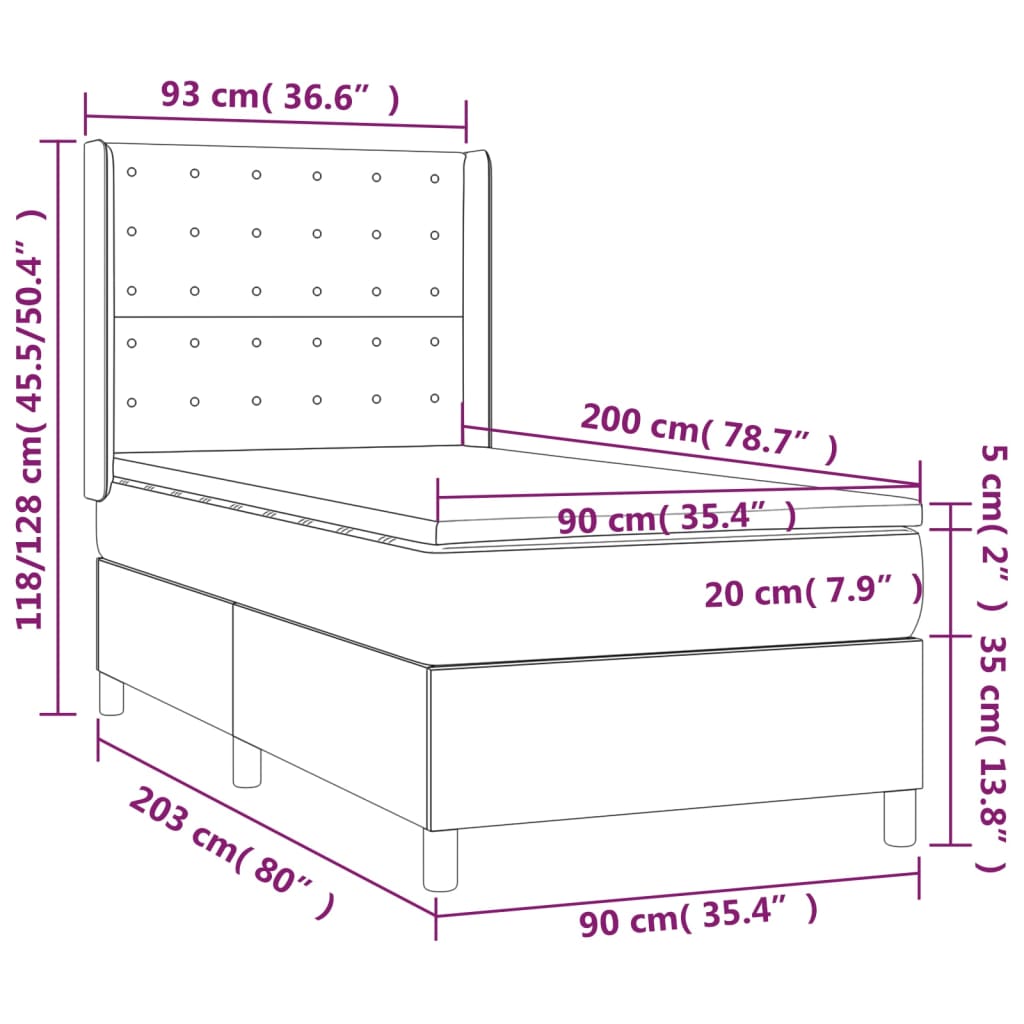 Sommier à lattes de lit avec matelas Gris clair 90x200 cm Tissu - Xios Store SNC