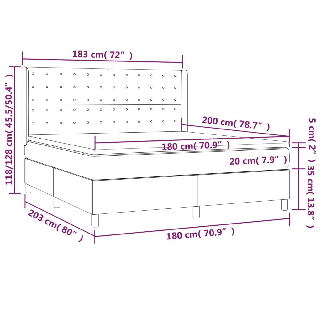 Sommier à lattes de lit avec matelas Gris clair 180x200cm Tissu - Xios Store SNC