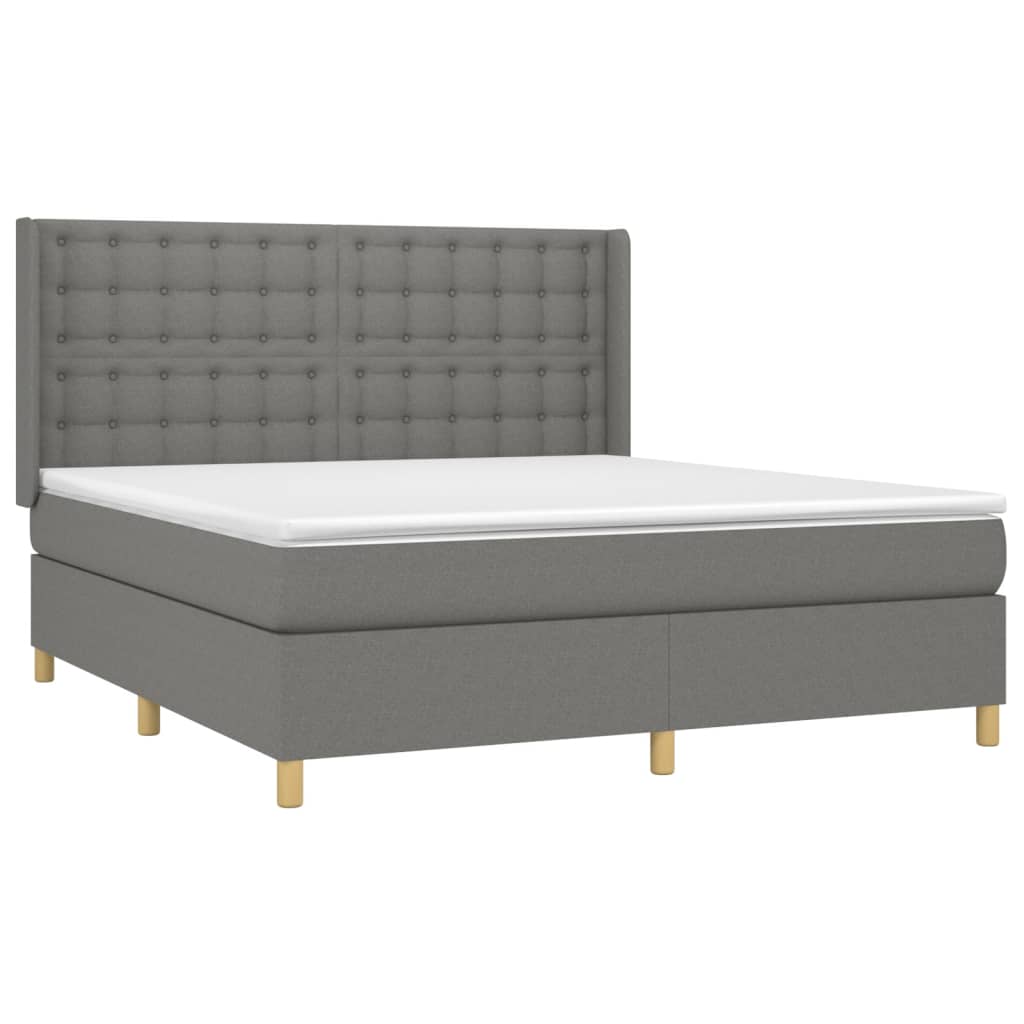 Sommier à lattes de lit avec matelas Gris foncé 180x200cm Tissu - Xios Store SNC