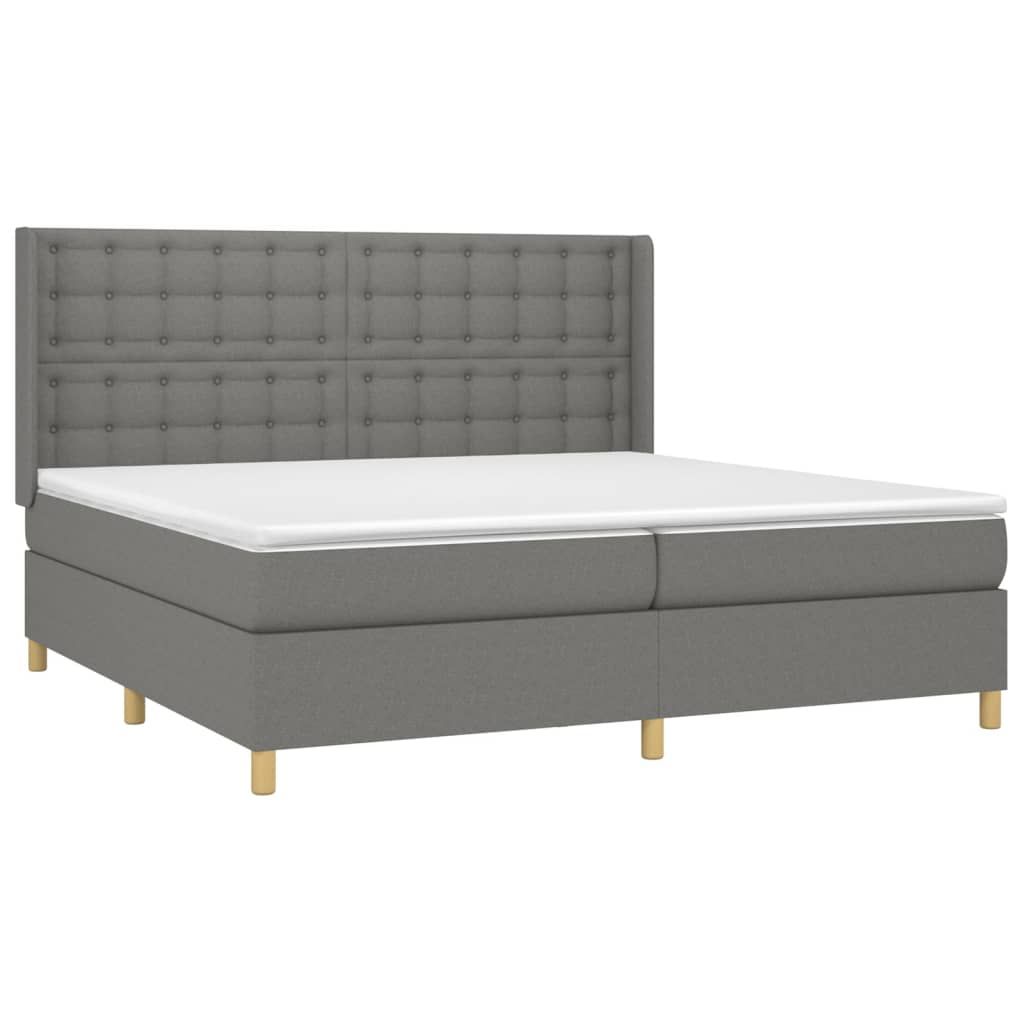 Sommier à lattes de lit avec matelas Gris foncé 200x200cm Tissu - Xios Store SNC