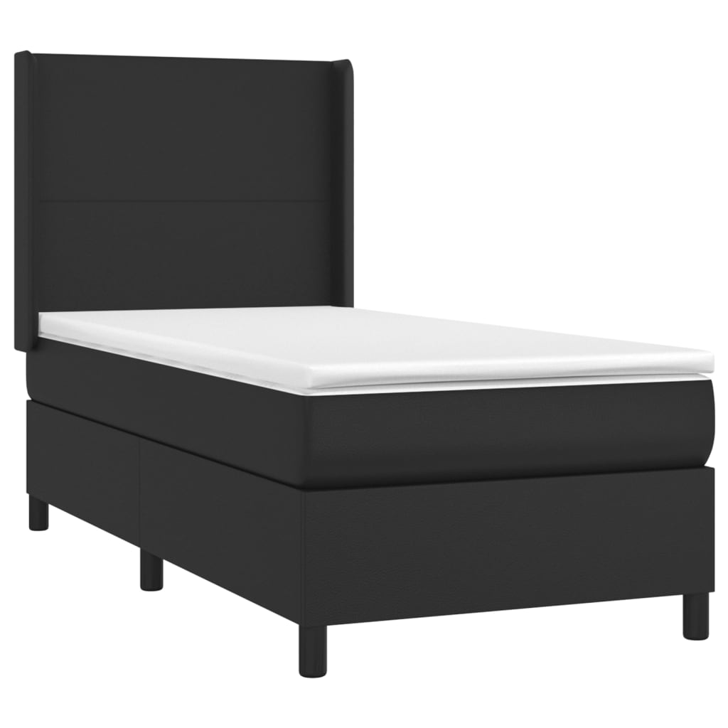 Sommier à lattes de lit avec matelas Noir 90x190 cm Similicuir - Xios Store SNC