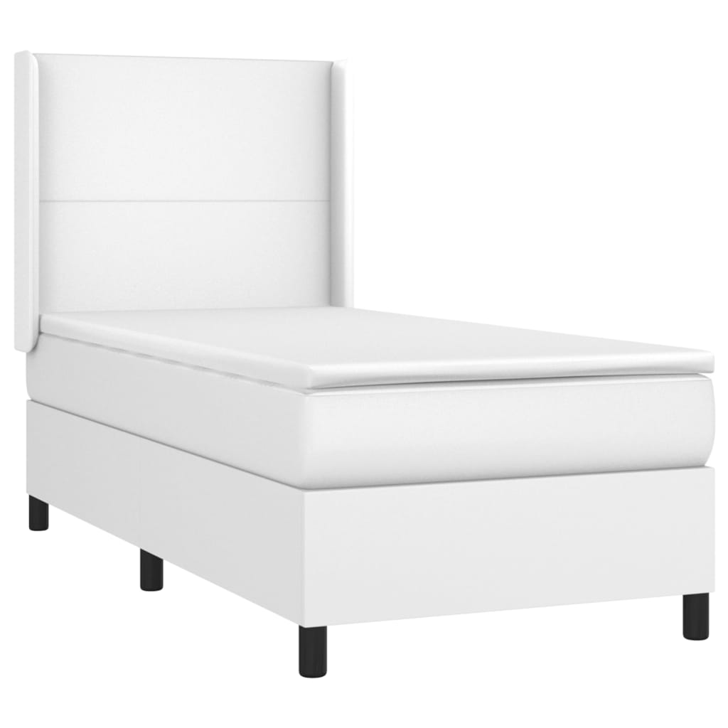 Sommier à lattes de lit avec matelas Blanc 90x190 cm Similicuir - Xios Store SNC