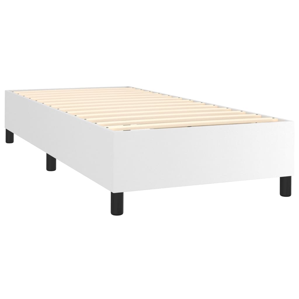 Sommier à lattes de lit avec matelas Blanc 90x190 cm Similicuir - Xios Store SNC