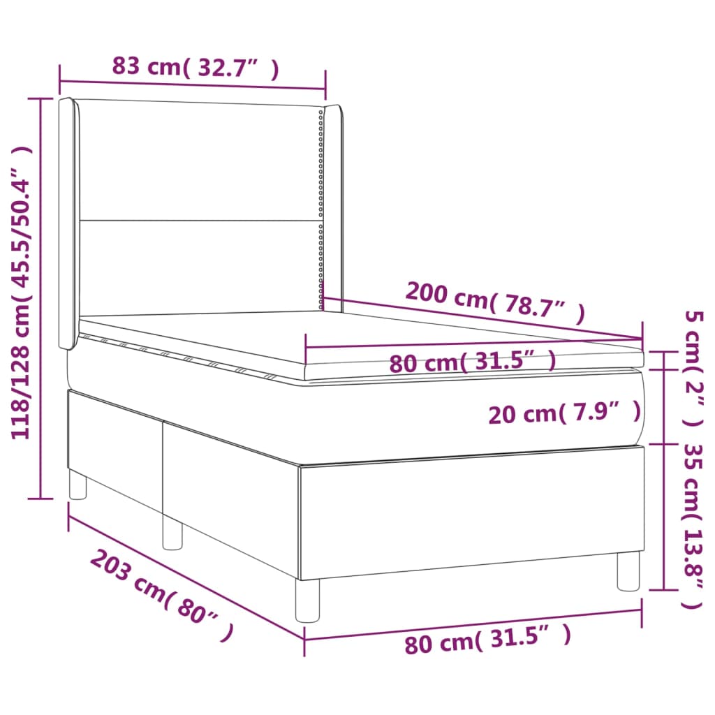 Sommier à lattes de lit avec matelas Noir 80x200cm Similicuir - Xios Store SNC