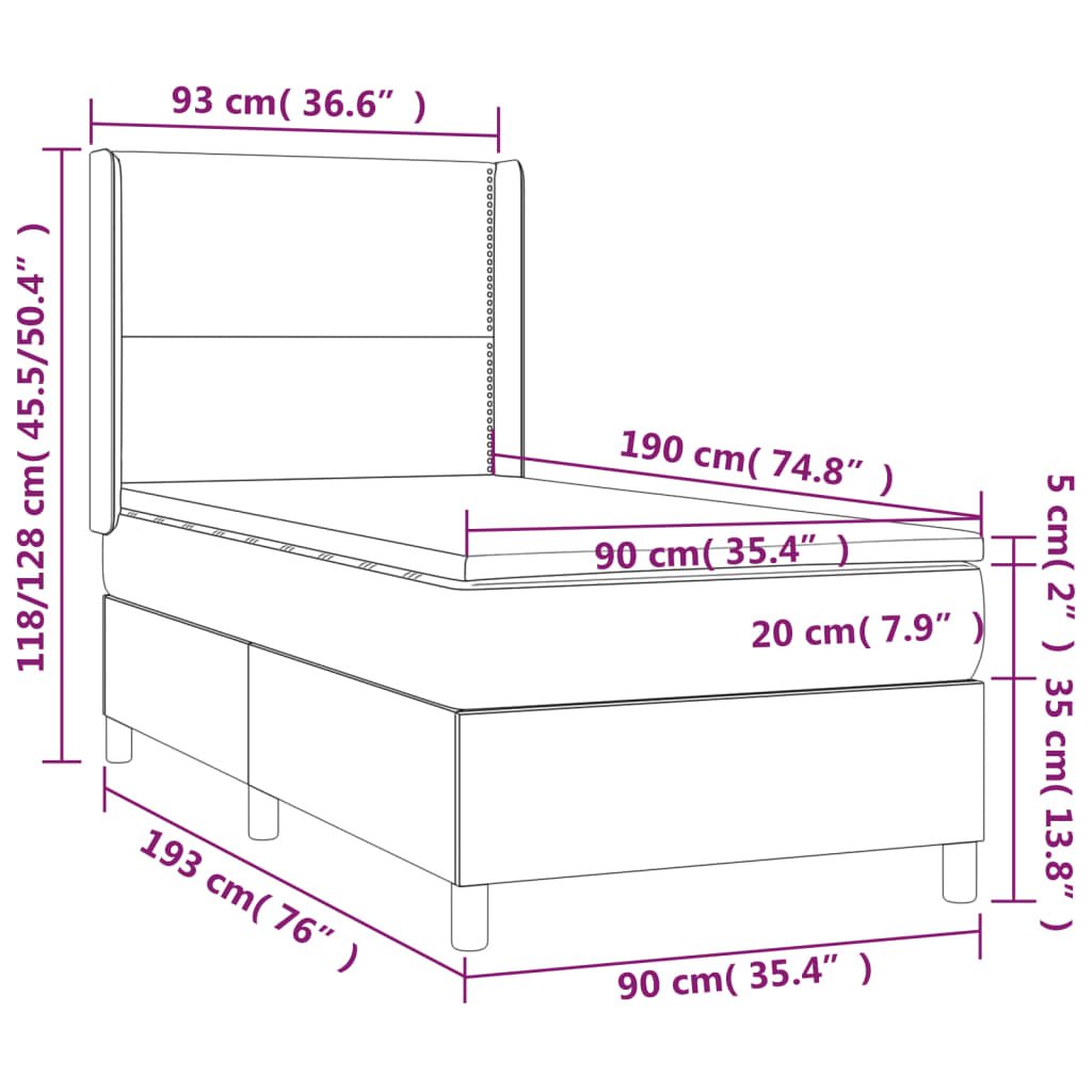 Sommier à lattes de lit avec matelas Noir 90x190 cm Similicuir - Xios Store SNC