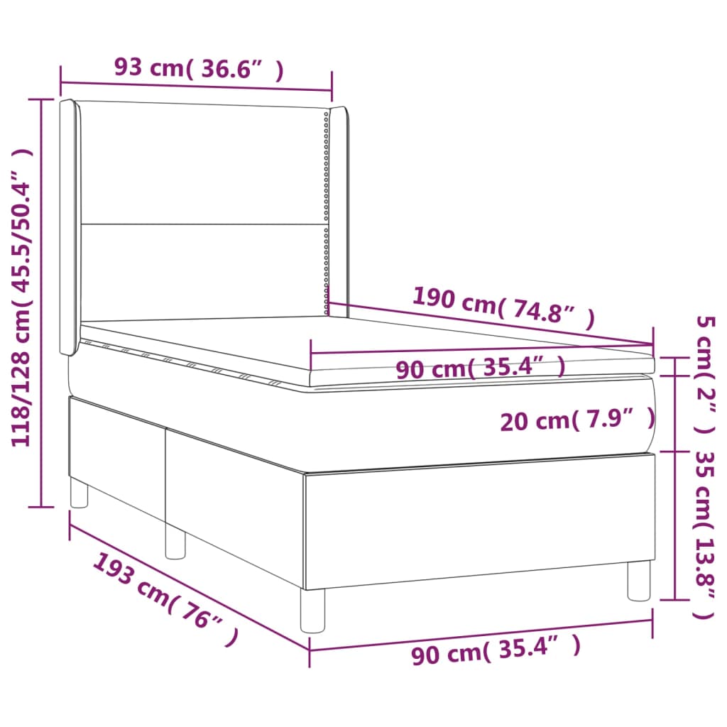 Sommier à lattes de lit avec matelas Blanc 90x190 cm Similicuir - Xios Store SNC