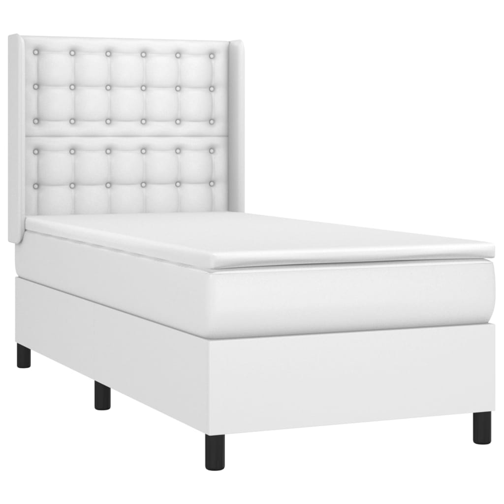 Sommier à lattes de lit avec matelas Blanc 90x200 cm Similicuir - Xios Store SNC