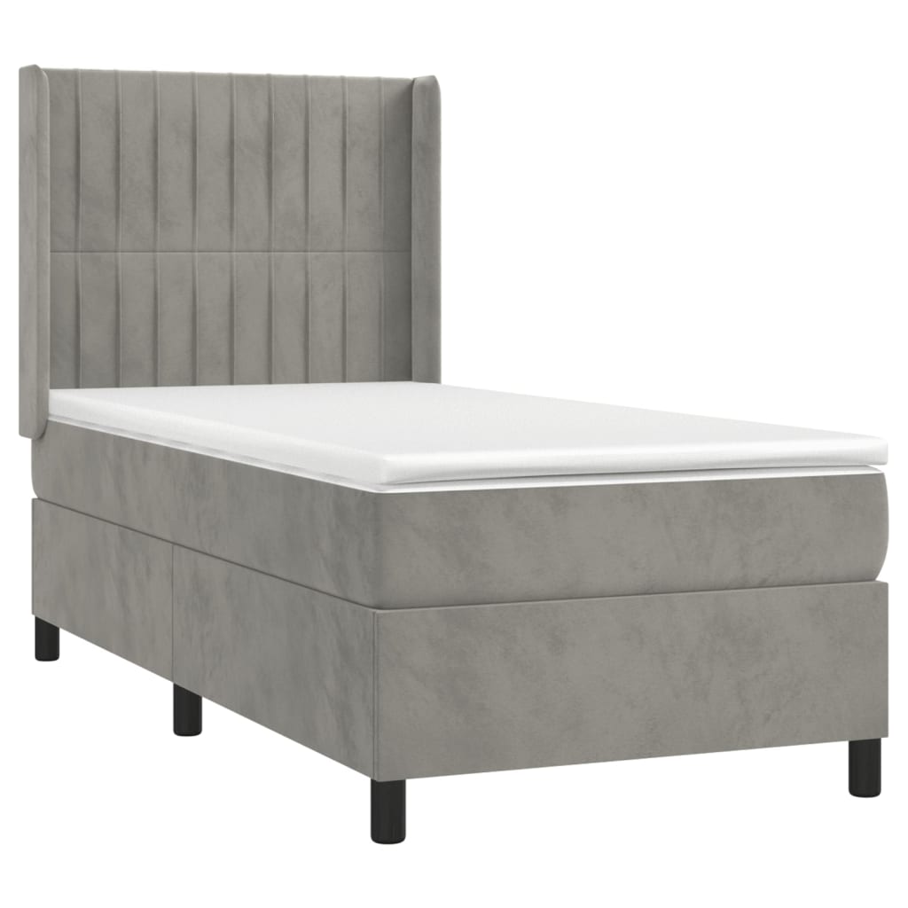 Sommier à lattes de lit et matelas Gris clair 90x190 cm Velours - Xios Store SNC