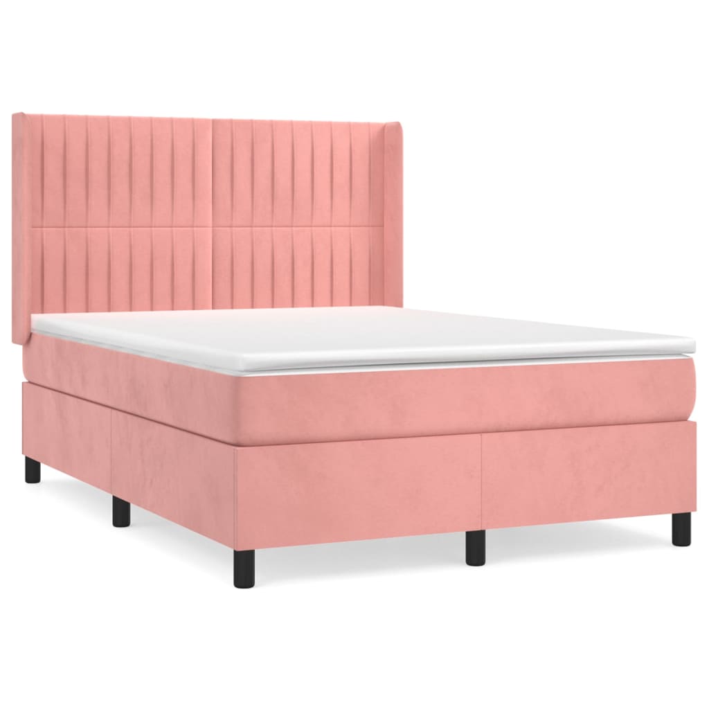 Image Sommier à lattes de lit avec matelas Rose 140x200 cm Velours | Xios Store SNC vidaXL Xios Store SNC