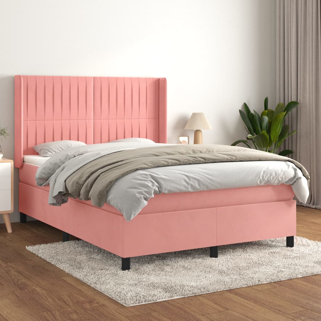 Image Sommier à lattes de lit avec matelas Rose 140x200 cm Velours | Xios Store SNC vidaXL Xios Store SNC