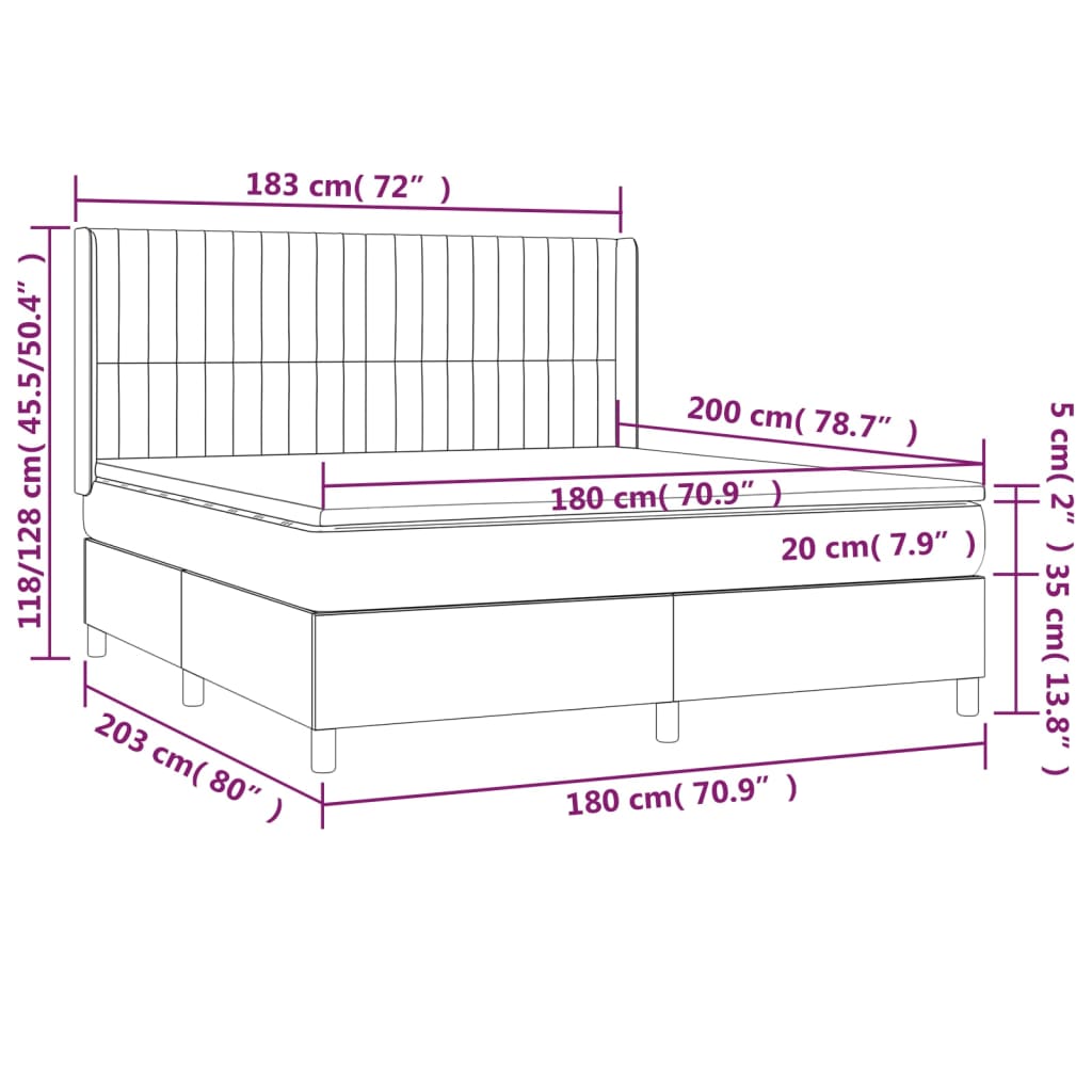 Sommier à lattes de lit et matelas Gris clair 180x200cm Velours - Xios Store SNC