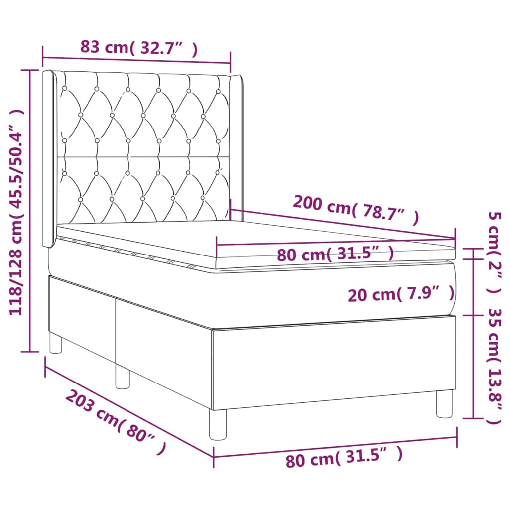 Sommier à lattes de lit et matelas Gris foncé 80x200 cm Velours - Xios Store SNC