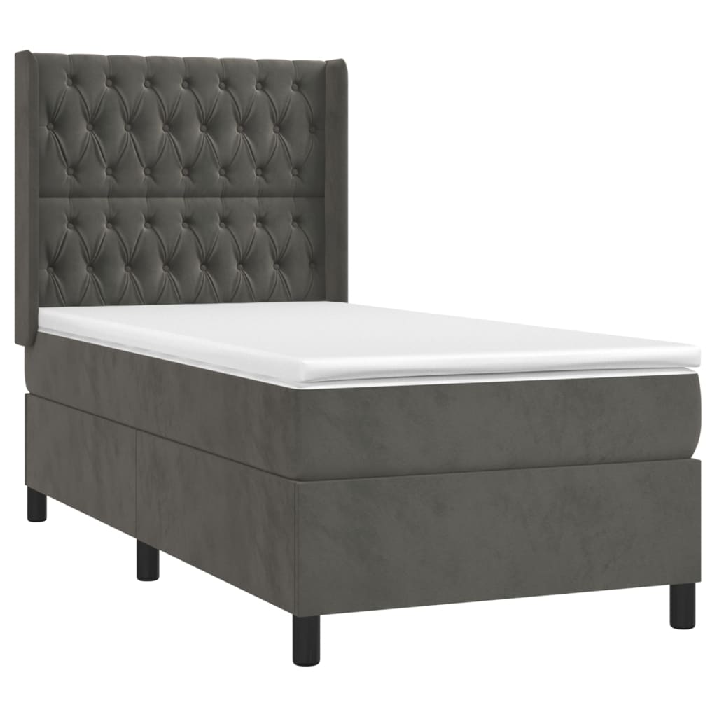 Sommier à lattes de lit et matelas Gris foncé 90x190 cm Velours - Xios Store SNC