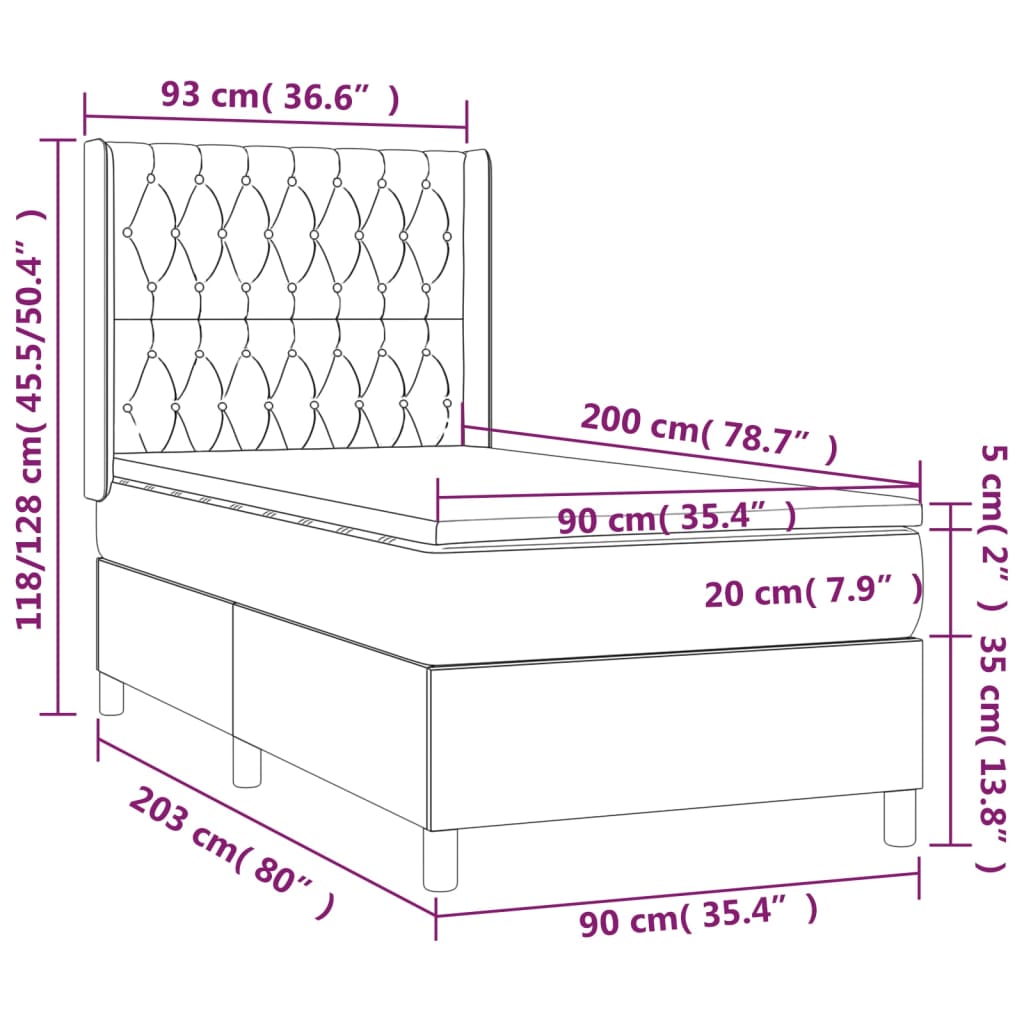 Sommier à lattes de lit et matelas Gris foncé 90x200 cm Velours - Xios Store SNC