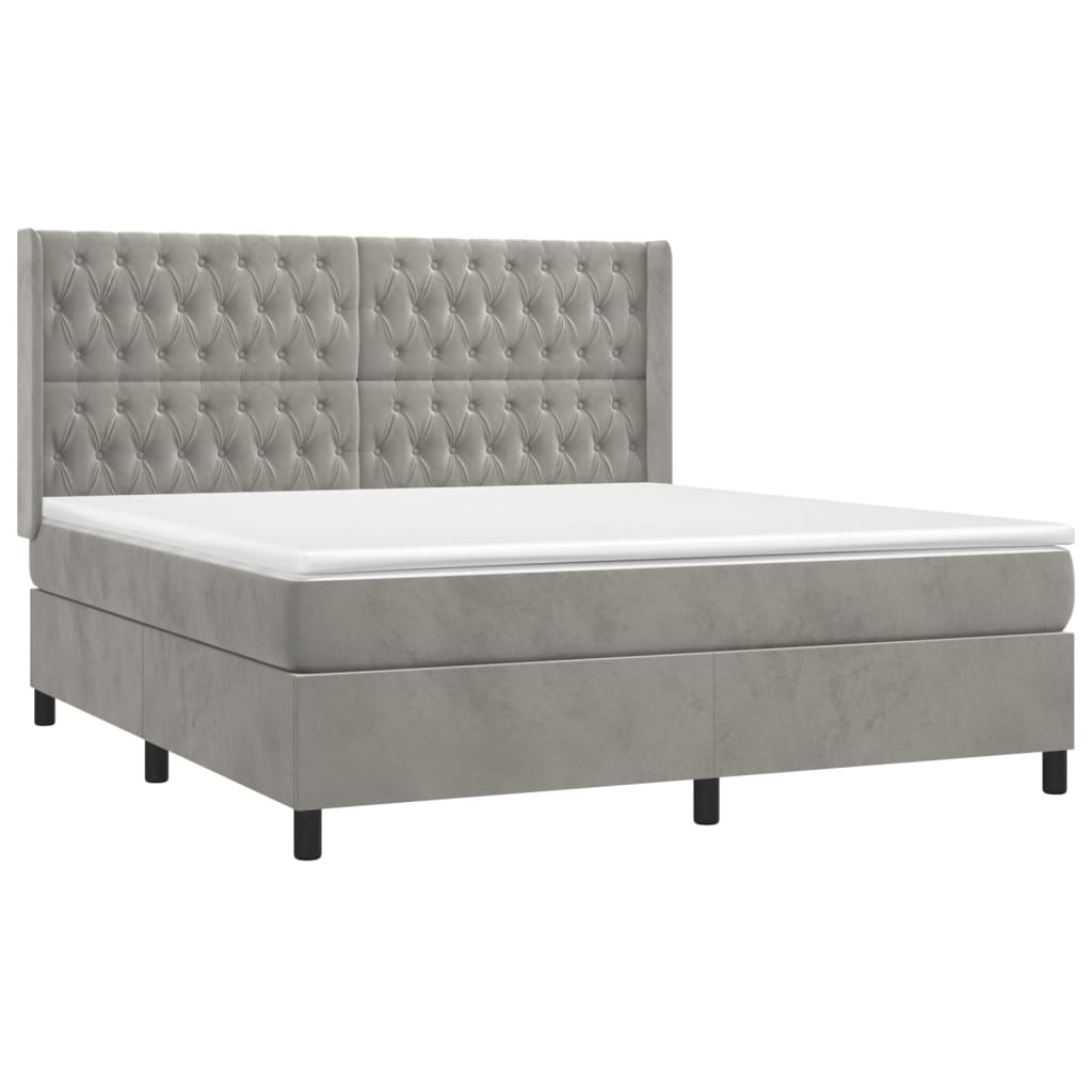 Sommier à lattes de lit et matelas Gris clair 180x200cm Velours - Xios Store SNC