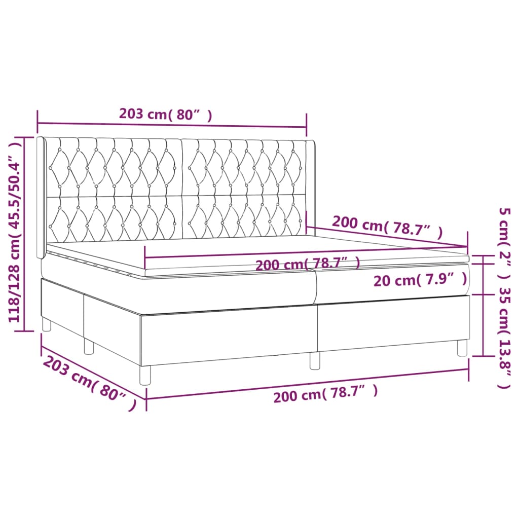 Sommier à lattes de lit et matelas Gris foncé 200x200cm Velours - Xios Store SNC