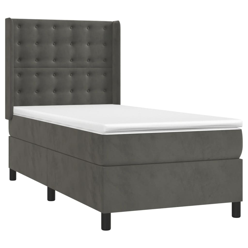 Sommier à lattes de lit et matelas Gris foncé 90x200 cm Velours - Xios Store SNC