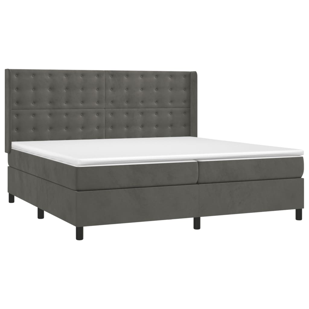 Sommier à lattes de lit et matelas Gris foncé 200x200cm Velours - Xios Store SNC