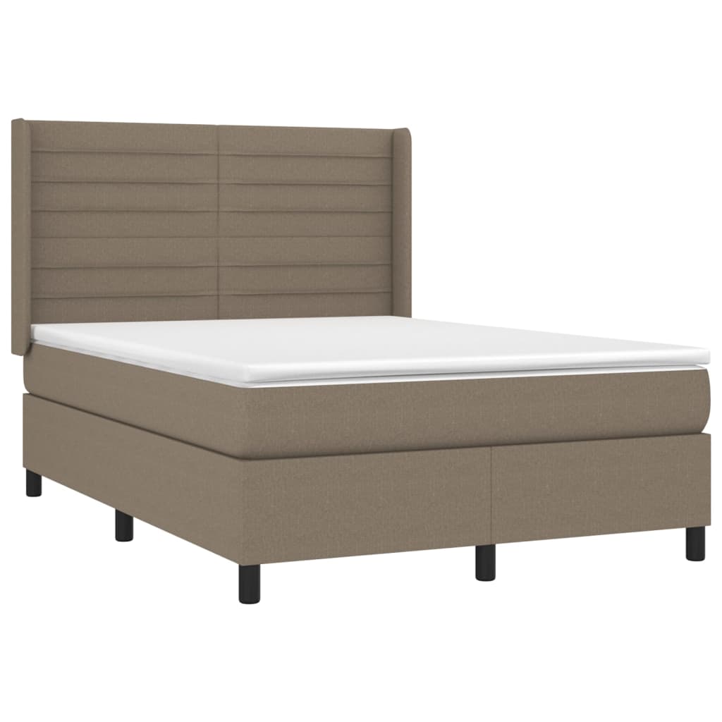 Sommier à lattes de lit matelas et LED Taupe 140x200 cm Tissu Lits & cadres de lit vidaXL