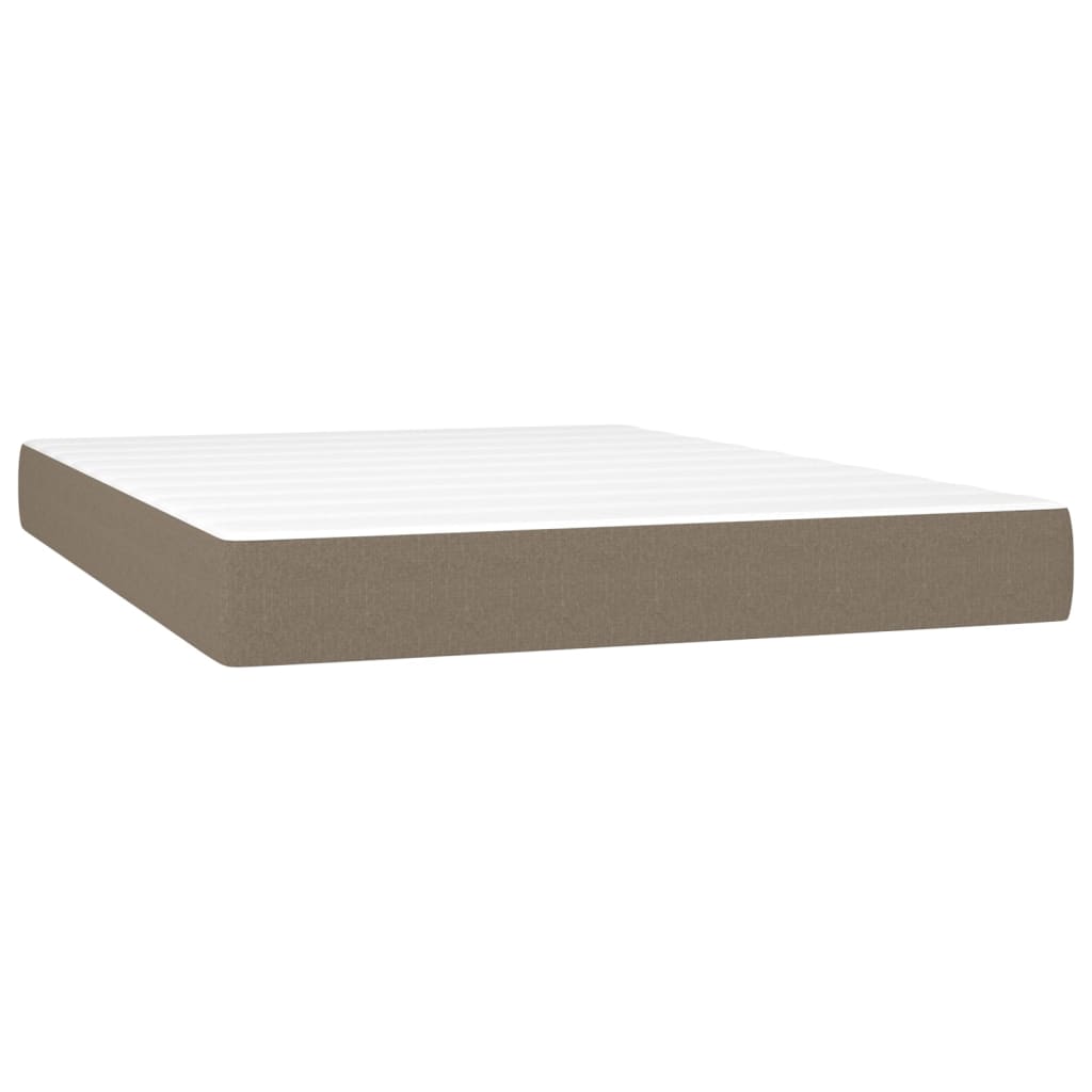 Sommier à lattes de lit matelas et LED Taupe 140x200 cm Tissu Lits & cadres de lit vidaXL