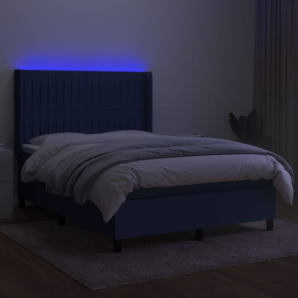 Image Sommier à lattes de lit matelas et LED Bleu 140x200 cm Tissu | Xios Store SNC vidaXL Xios Store SNC