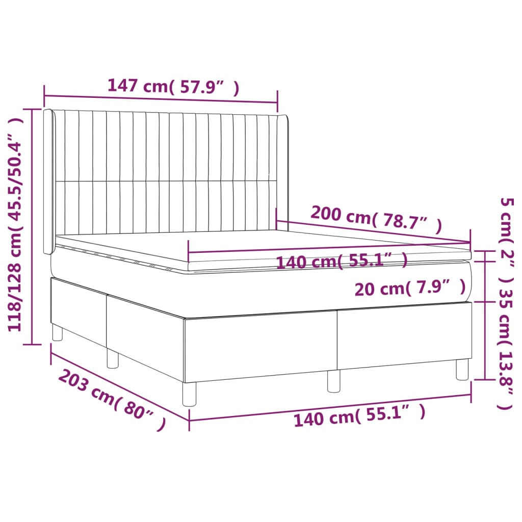 Image Sommier à lattes de lit matelas et LED Bleu 140x200 cm Tissu | Xios Store SNC vidaXL Xios Store SNC