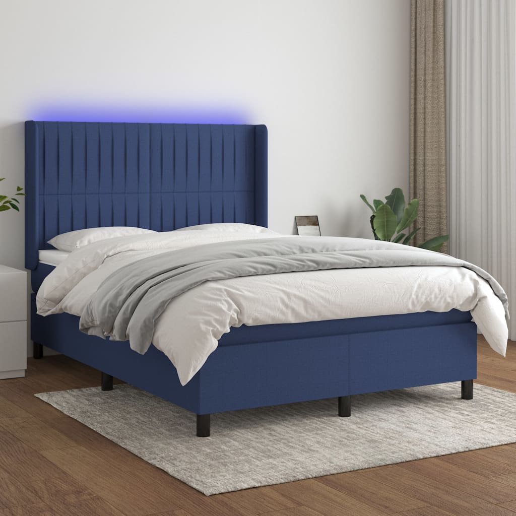 Image Sommier à lattes de lit matelas et LED Bleu 140x200 cm Tissu | Xios Store SNC vidaXL Xios Store SNC