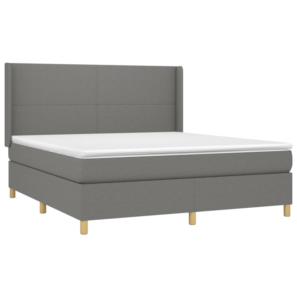 Sommier à lattes de lit matelas LED Gris foncé 160x200 cm Tissu Lits & cadres de lit vidaXL