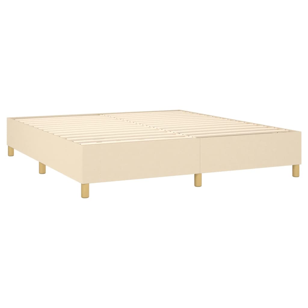 Sommier à lattes de lit matelas et LED Crème 180x200 cm Tissu Lits & cadres de lit vidaXL