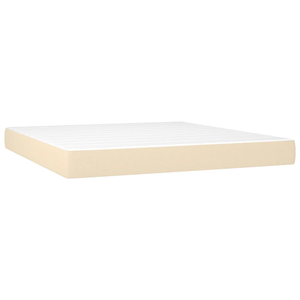 Sommier à lattes de lit matelas et LED Crème 180x200 cm Tissu Lits & cadres de lit vidaXL