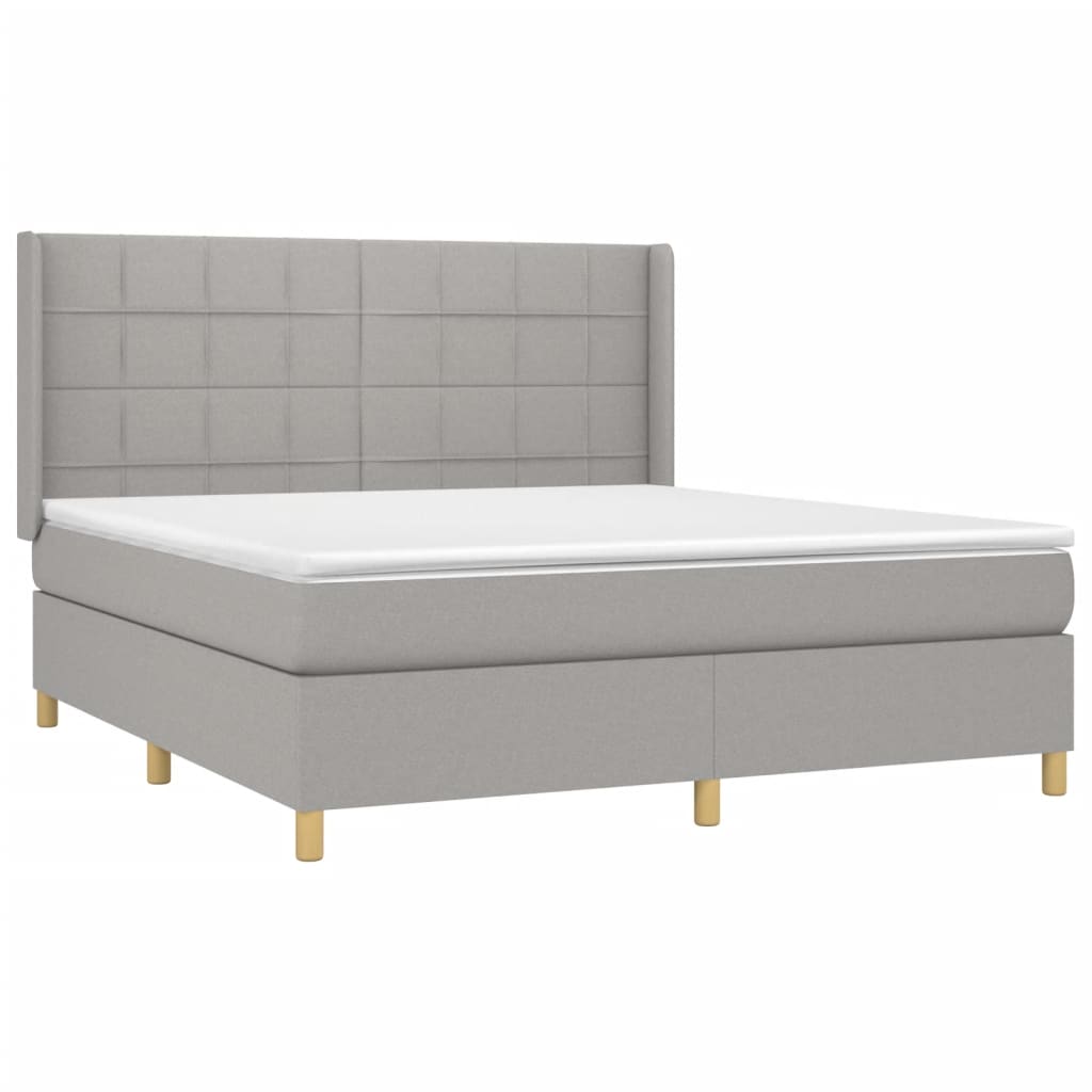 Sommier à lattes de lit matelas LED Gris clair 160x200 cm Tissu Lits & cadres de lit vidaXL