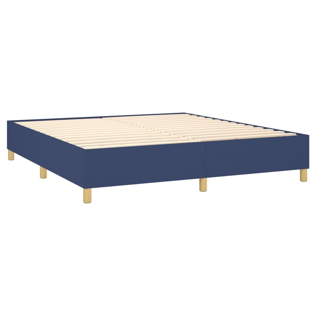 Sommier à lattes de lit matelas et LED Bleu 160x200 cm Tissu Lits & cadres de lit vidaXL