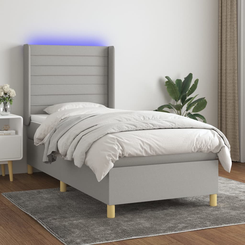 Sommier à lattes de lit matelas LED Gris clair 80x200cm Tissu Lits & cadres de lit vidaXL