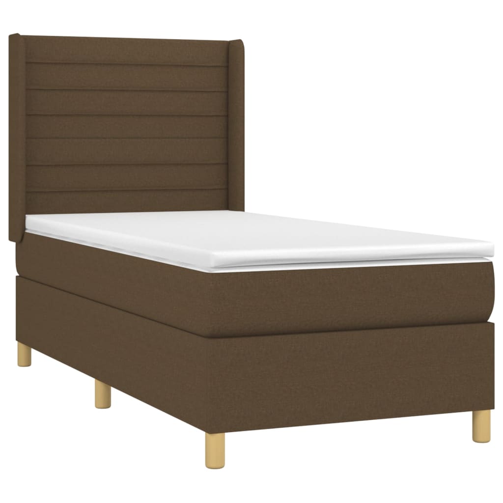 Sommier à lattes de lit matelas LED Marron foncé 80x200cm Tissu Lits & cadres de lit vidaXL