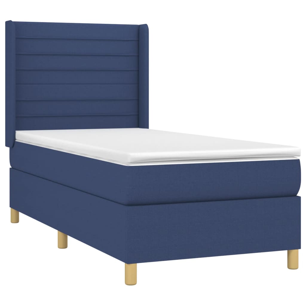 Sommier à lattes de lit matelas et LED Bleu 80x200cm Tissu Lits & cadres de lit vidaXL