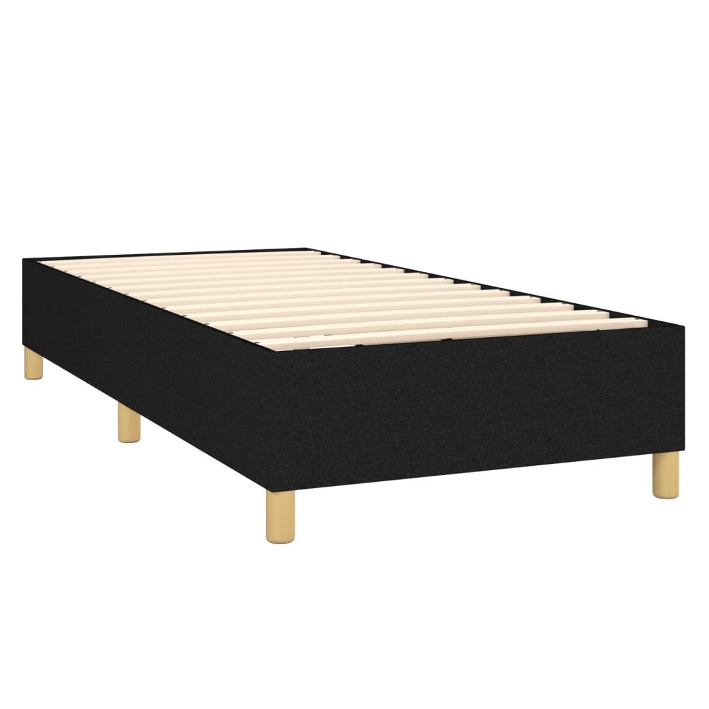 Sommier à lattes de lit matelas et LED Noir 90x190 cm Tissu Lits & cadres de lit vidaXL