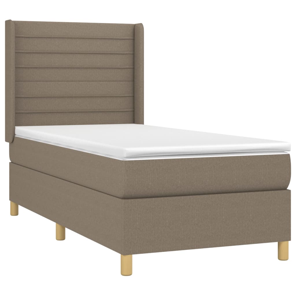 Sommier à lattes de lit matelas et LED Taupe 90x190 cm Tissu Lits & cadres de lit vidaXL