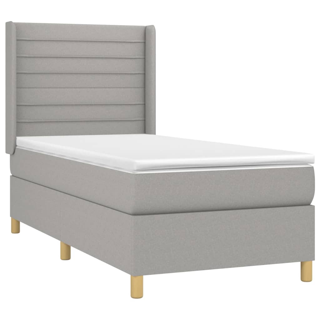 Sommier à lattes de lit matelas LED Gris clair 90x200cm Tissu Lits & cadres de lit vidaXL