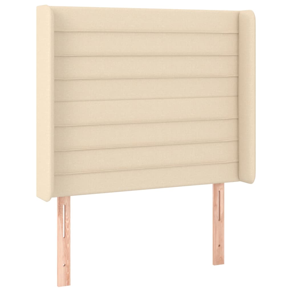 Sommier à lattes de lit matelas et LED Crème 100x200 cm Tissu Lits & cadres de lit vidaXL