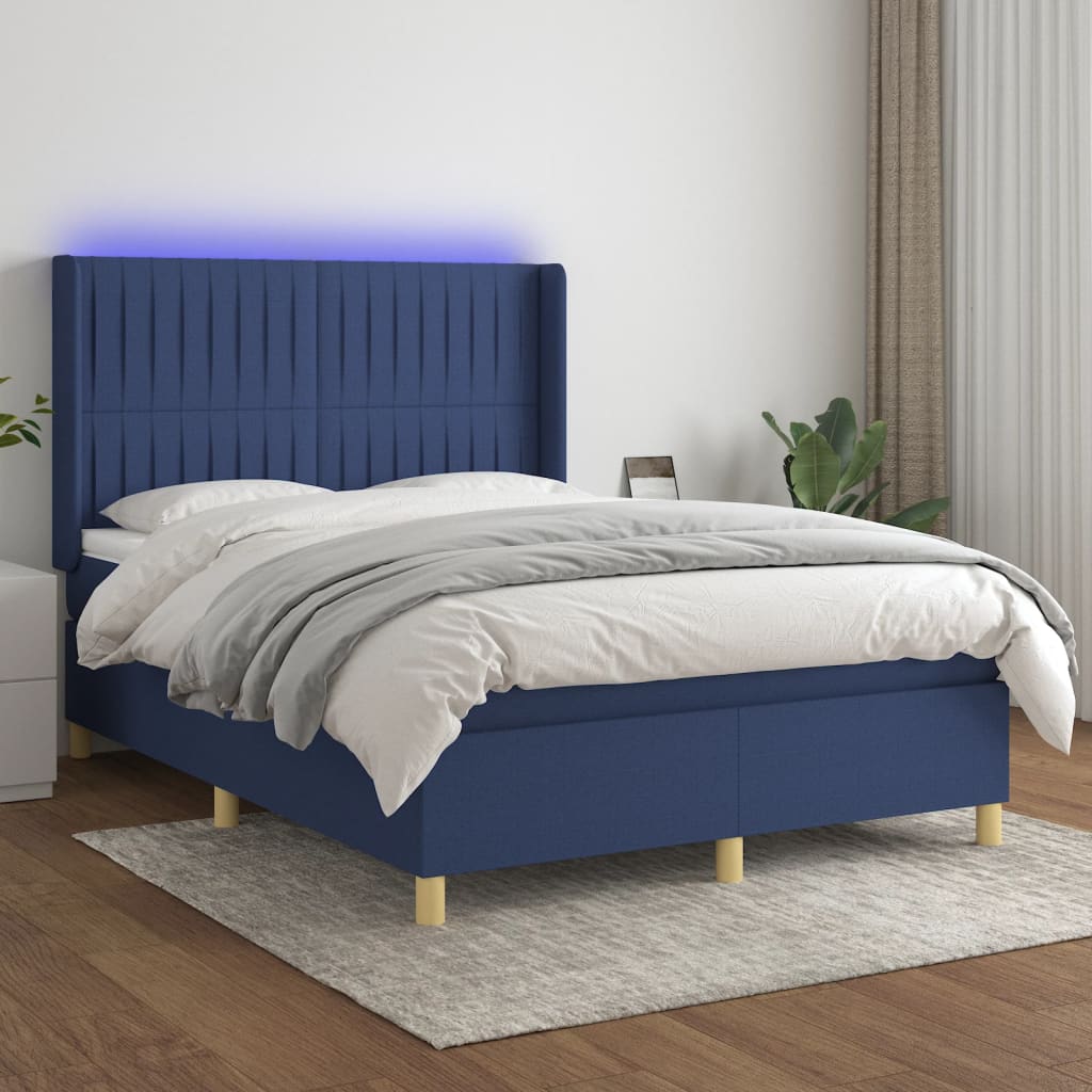 Image Sommier à lattes de lit matelas et LED Bleu 140x200 cm Tissu | Xios Store SNC vidaXL Xios Store SNC