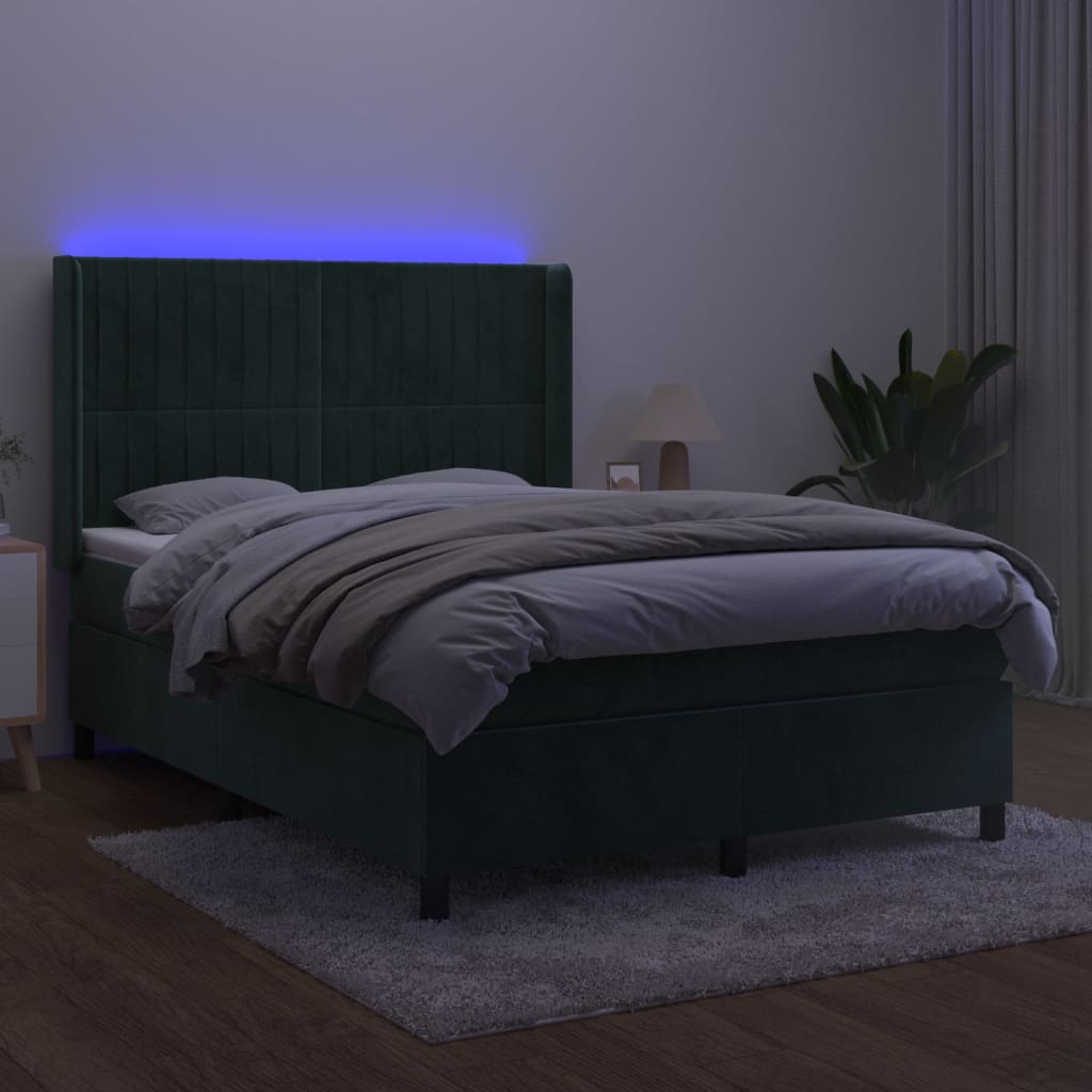 Image Sommier à lattes de lit matelas et LED Vert foncé 140x200 cm | Xios Store SNC vidaXL Xios Store SNC