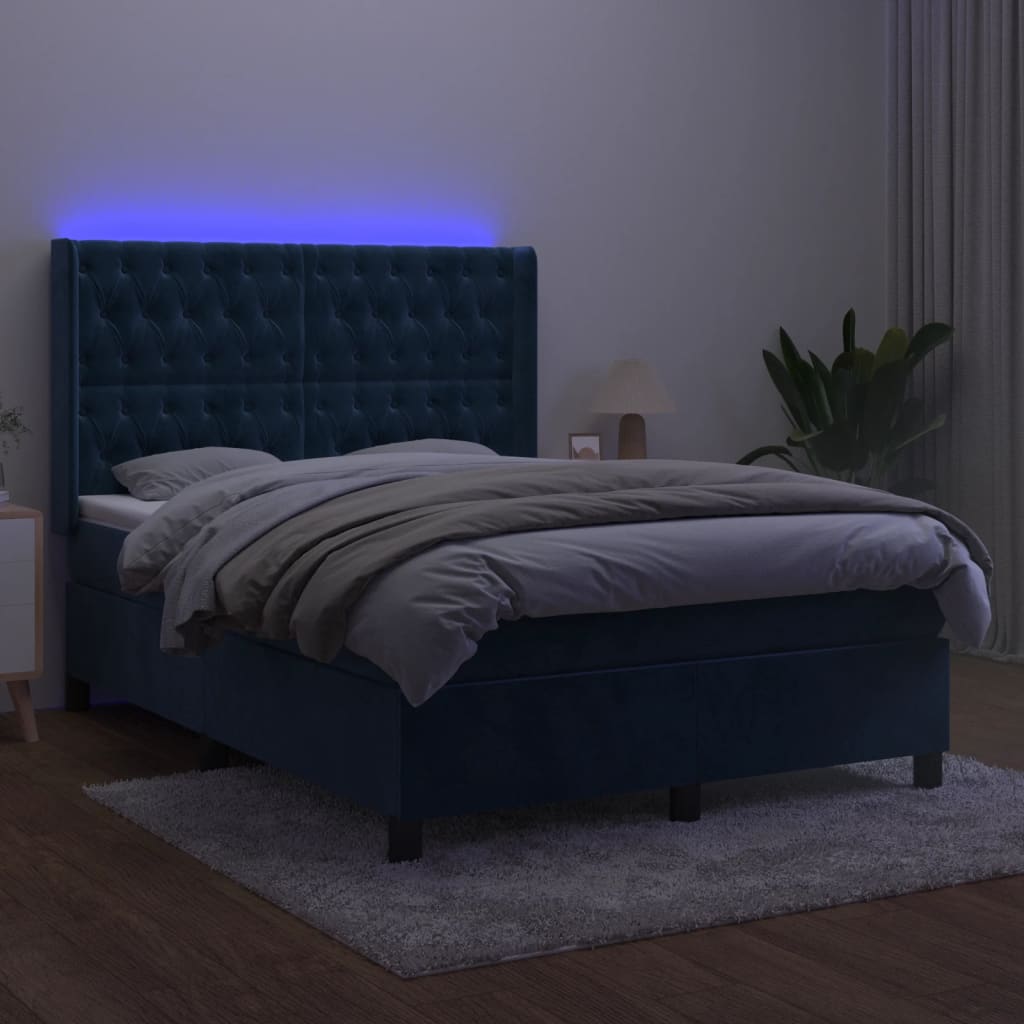 Image Sommier à lattes de lit matelas et LED Bleu foncé 140x200 cm | Xios Store SNC vidaXL Xios Store SNC