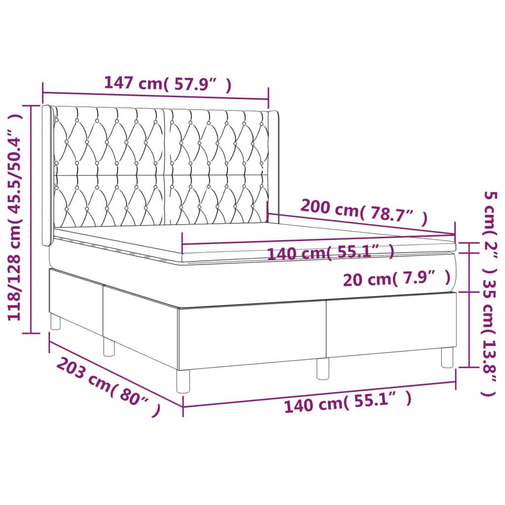 Image Sommier à lattes de lit matelas et LED Bleu foncé 140x200 cm | Xios Store SNC vidaXL Xios Store SNC