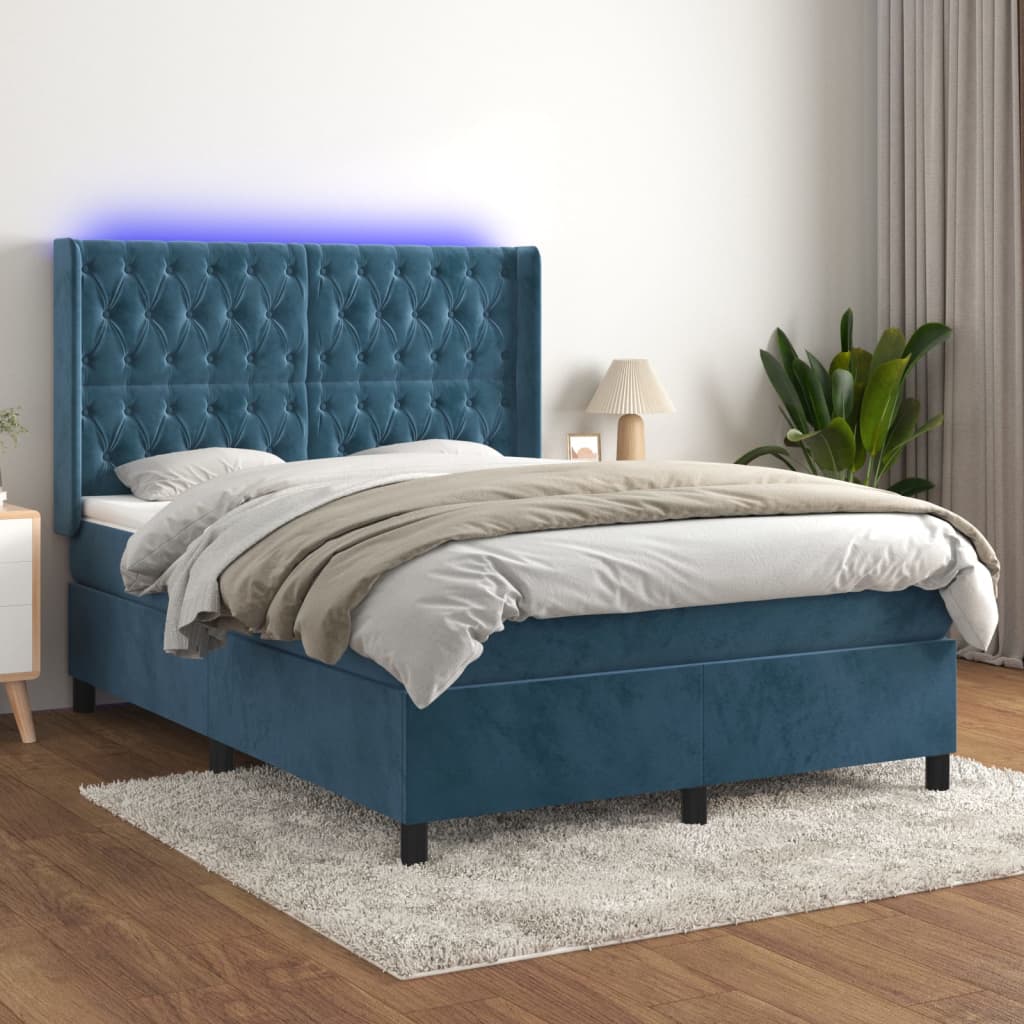 Image Sommier à lattes de lit matelas et LED Bleu foncé 140x200 cm | Xios Store SNC vidaXL Xios Store SNC